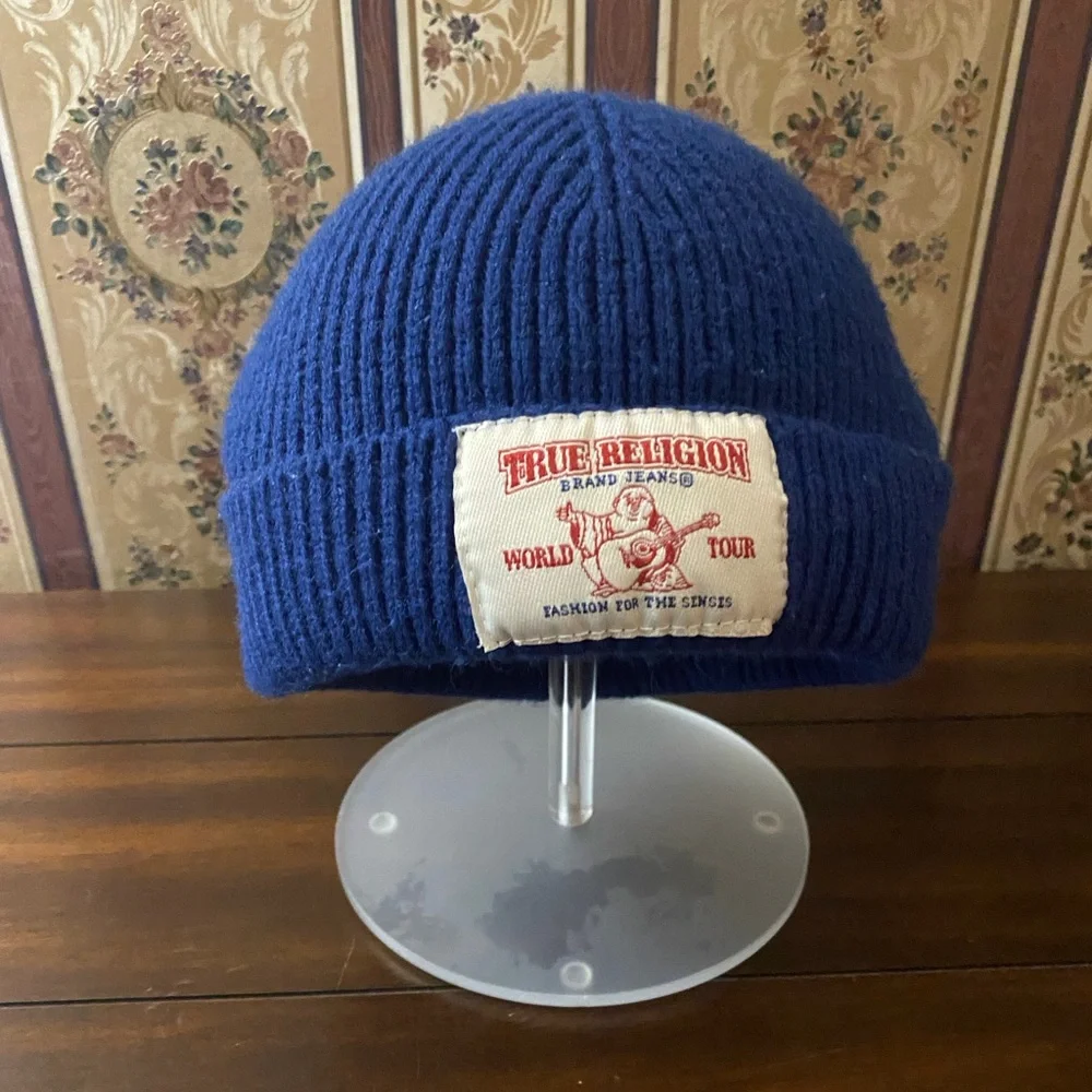 True Religion Blue Beanie OS.